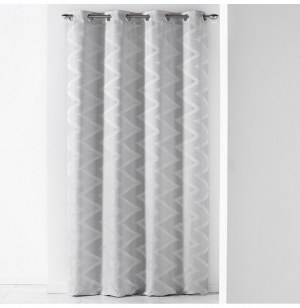 Rideau à oeillets - 140 x 260 cm - jacquard vogue - gris