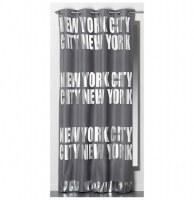 Rideau à oeillets microfibre - 140 x 260 cm - imprimé new york - gri