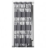 Rideau à oeillets microfibre - 140 x 260 cm - imprimé new york - gri