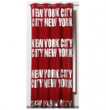 Rideau à oeillets microfibre - 140 x 260 cm - imprimé new york - rou