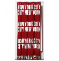Rideau à oeillets microfibre - 140 x 260 cm - imprimé new york - rou