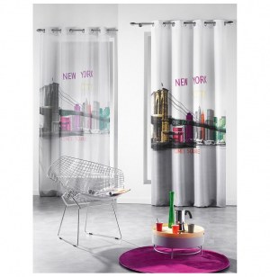 Rideau à oeillets microfibre - 140 x 260 cm - imprimé color bridge