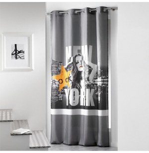 Rideau à oeillets microfibre - 140 x 260 cm - imprimé diva - anthrac