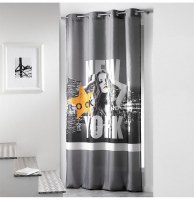 Rideau à oeillets microfibre - 140 x 260 cm - imprimé diva - anthrac