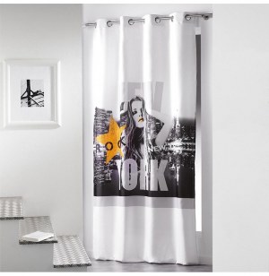 Rideau à oeillets microfibre - 140 x 260 cm - imprimé diva - blanc e