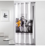 Rideau à oeillets microfibre - 140 x 260 cm - imprimé diva - blanc e