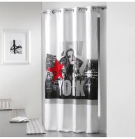 Rideau à oeillets microfibre - 140 x 260 cm - imprimé diva - blanc e