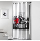 Rideau à oeillets microfibre - 140 x 260 cm - imprimé diva - blanc e