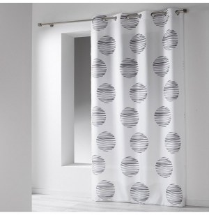 Rideau à oeillets microfibre - 140 x 260 cm - imprimé focus - blanc