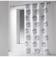 Rideau à oeillets microfibre - 140 x 260 cm - imprimé focus - blanc