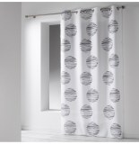 Rideau à oeillets microfibre - 140 x 260 cm - imprimé focus - blanc