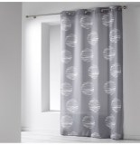 Rideau à oeillets microfibre - 140 x 260 cm - imprimé focus - gris