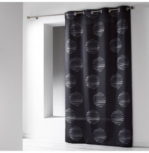 Rideau à oeillets microfibre - 140 x 260 cm - imprimé focus - noir