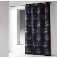 Rideau à oeillets microfibre - 140 x 260 cm - imprimé focus - noir