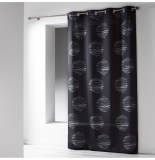 Rideau à oeillets microfibre - 140 x 260 cm - imprimé focus - noir