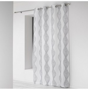Rideau à oeillets microfibre - 140 x 260 cm - imprimé lierra - blanc