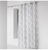 Rideau à oeillets microfibre - 140 x 260 cm - imprimé lierra - blanc