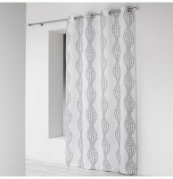 Rideau à oeillets microfibre - 140 x 260 cm - imprimé lierra - blanc
