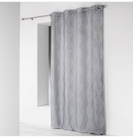 Rideau à oeillets microfibre - 140 x 260 cm - imprimé lierra - gris