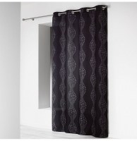 Rideau à oeillets microfibre - 140 x 260 cm - imprimé lierra - noir