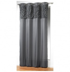 Rideau à oeillets microfibre - 140 x 260 cm - coeurs - anthracite