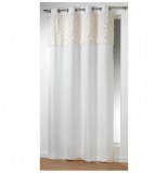 Rideau à oeillets microfibre - 140 x 260 cm - coeurs - naturel