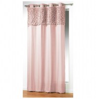 Rideau à oeillets microfibre - 140 x 260 cm - coeurs - poudre