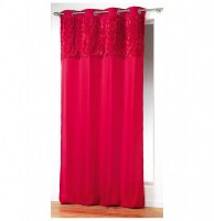 Rideau à oeillets microfibre - 140 x 260 cm - coeurs - rouge