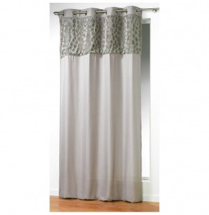 Rideau à oeillets microfibre - 140 x 260 cm - coeurs - taupe
