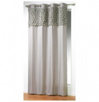 Rideau à oeillets microfibre - 140 x 260 cm - coeurs - taupe