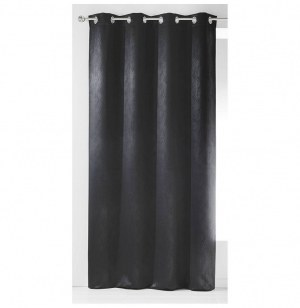 Rideau à oeillets occultant - 140 x 260 cm - frappé hypnose - noir