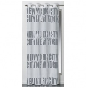 Rideau à oeillets occultant - 140 x 260 cm - new york argent - blanc