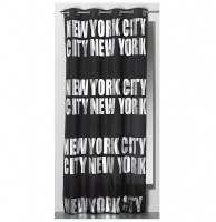 Rideau à oeillets occultant - 140 x 260 cm - new york argent - noir