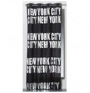 Rideau à oeillets occultant - 140 x 260 cm - new york argent - noir