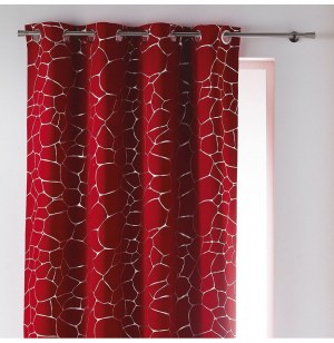 Rideau à oeillets occultant - 140 x 260 cm - sahel argent - rouge