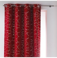 Rideau à oeillets occultant - 140 x 260 cm - sahel argent - rouge