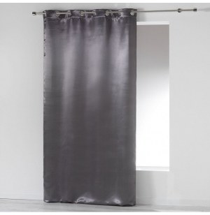 Rideau à oeillets occultant - 140 x 260 cm - satin - anthracite