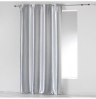 Rideau à oeillets occultant - 140 x 260 cm - satin - argent