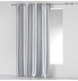 Rideau à oeillets occultant - 140 x 260 cm - satin - argent