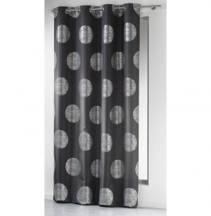 Rideau à oeillets - 140 x 260 cm - polyester - platine - anthracite