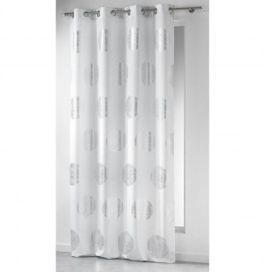Rideau à oeillets - 140 x 260 cm - polyester - platine - blanc