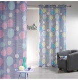 Rideau à oeillets - 140 x 260 cm - polyester - imprimé atolls - rose