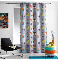Rideau à oeillets - 140 x 260 cm - polyester - géomix - gris