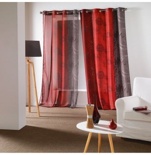 Rideau à oeillets - 140 x 260 cm - polyester - nunoa - rouge