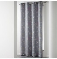 Rideau à oeillets - 140 x 260 cm - polyester - poésie - gris