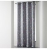 Rideau à oeillets - 140 x 260 cm - polyester - poésie - gris