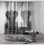 Rideau à oeillets - 140 x 260 cm - polyester - imprimé éléphants