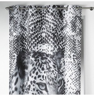 Rideau à oeillets - 140 x 260 cm - polyester - imprimé léopard