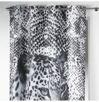 Rideau à oeillets - 140 x 260 cm - polyester - imprimé léopard