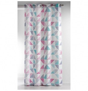 Rideau à oeillets - 140 x 260 cm - polyester - imprimé triangles - r